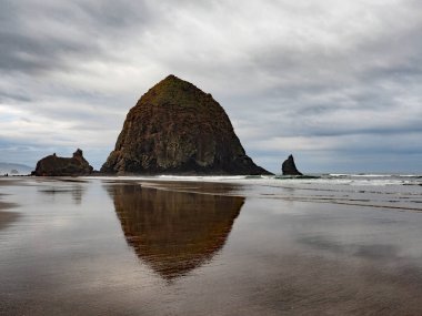 Haystack Rock top Beach, Oregon üzerinde.