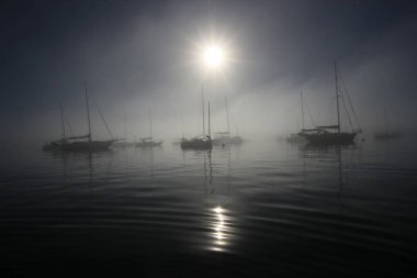 Key Biscayne, Florida yelkenli üzerinde fogbow.