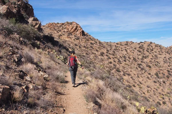 Vrouw wandelen de koning Canyon Trail, Arizona. — Stockfoto