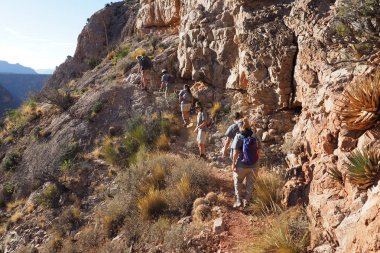 Büyük Kanyon dik, dar bir izinde Backpackers.