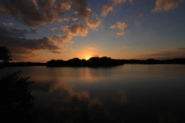 Paurotis Göleti üzerinde gün batımı, Everglades Milli Parkı.