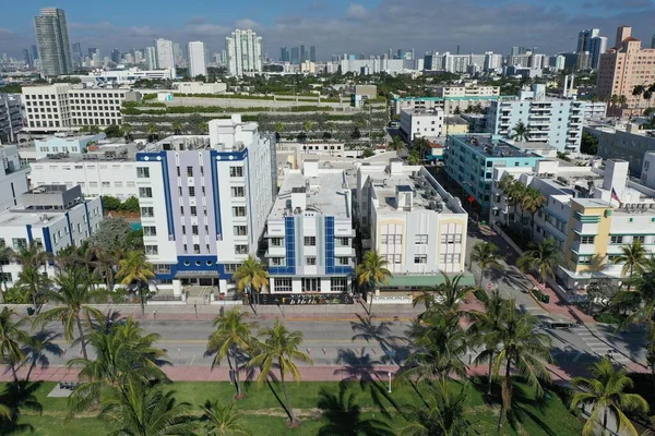 Αεροφωτογραφία του South Beach και του Lummus Park στο Miami Beach, Φλόριντα duing COVID-19 shutdown. — Φωτογραφία Αρχείου