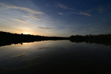 Everglades Ulusal Parkı, Florida 'da Eco Pond üzerinde gün batımı.