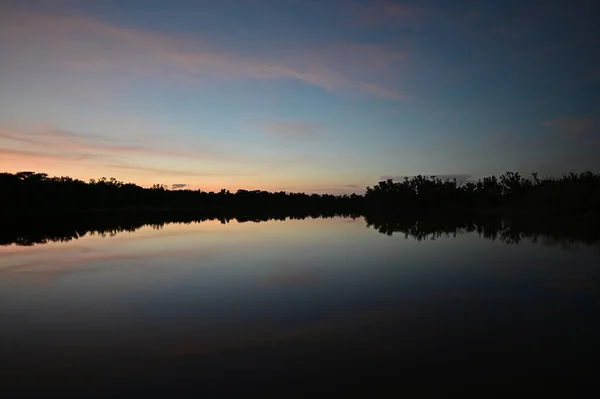 Sunset over Eco Pond in Everglades National Park, Florida.