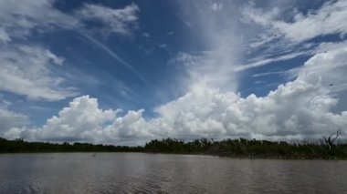 Everglades Ulusal Parkı 4K 'daki Eco Pond üzerinde bulut oluşumu zamanı.