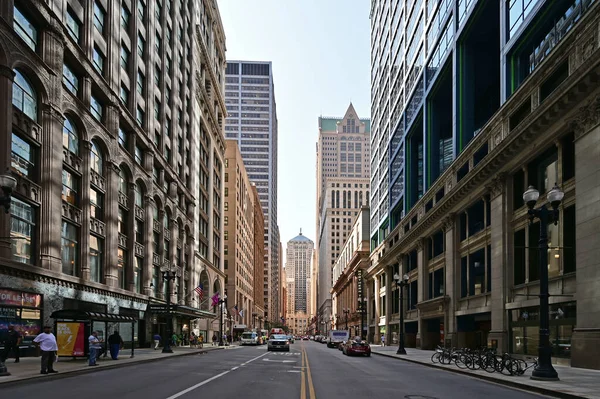 La Salle Street in City of Chicago, Illinois. — Stock Photo, Image
