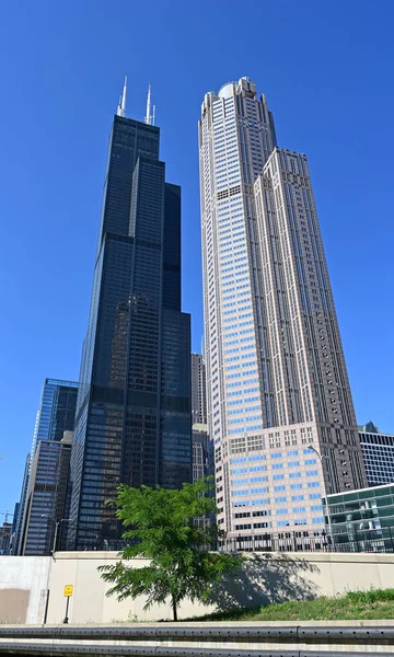 Willis Tower y el edificio 311 South Wacker Drive en Chicago, Illinois. — Foto de Stock