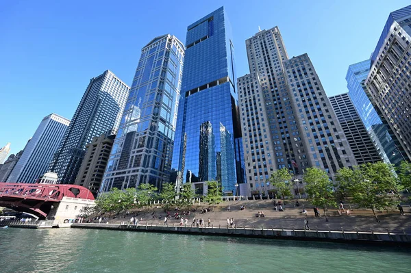 Ciudad de Chicago y Chicago River, Illinois. — Foto de Stock