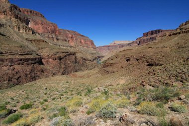 Büyük Kanyon Ulusal Parkı 'nda Colorado Nehri ve Granit Dar Görüş.
