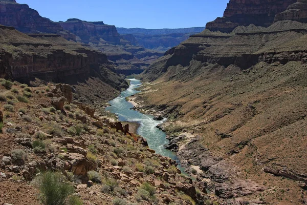 Blick auf Colorado River und Granit Narrows im Grand Canyon Nationalpark. — Stockfoto