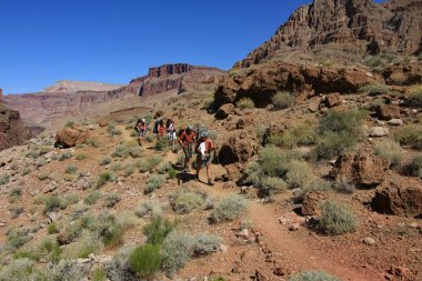 Grand Canyon Ulusal Parkı 'nda gezginler..