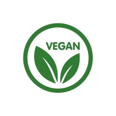 Vegan Biyoloji, Ekoloji, Organik logo ve ikon, etiket, etiket. Beyaz arkaplanda yeşil yaprak simgesi