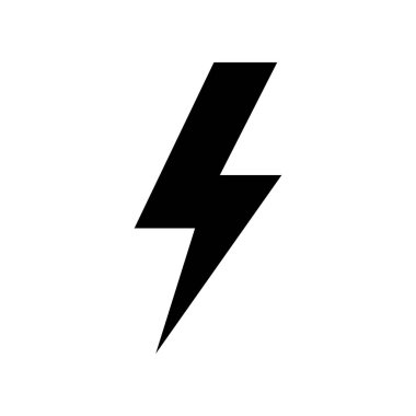 yıldırım simge vektör. Basit düz sembolü. Beyaz arka plan üzerinde mükemmel siyah piktogram illüstrasyon