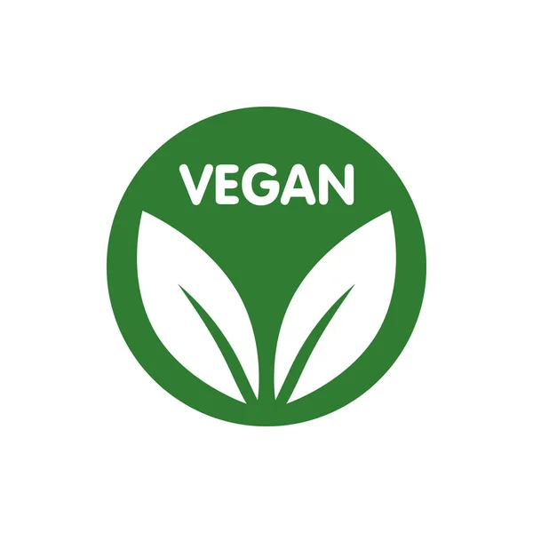 Vegansk Bio, Ekologi, Ekologisk logotyp och ikon, etikett, etikett. Gröna blad ikon på vit bakgrund — Stock vektor