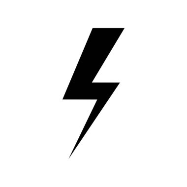 yıldırım simge vektör. Basit düz sembolü. Beyaz arka plan üzerinde mükemmel siyah piktogram illüstrasyon