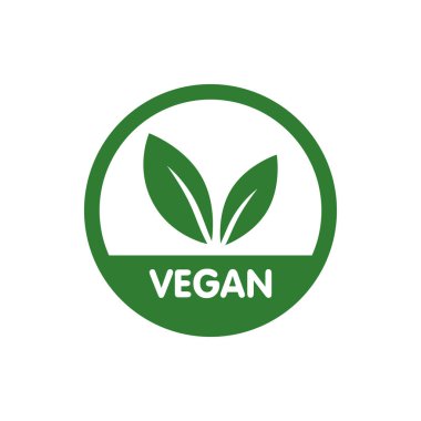 Vegan Biyoloji, Ekoloji, Organik logo ve ikon, etiket, etiket. Beyaz arkaplanda yeşil yaprak simgesi
