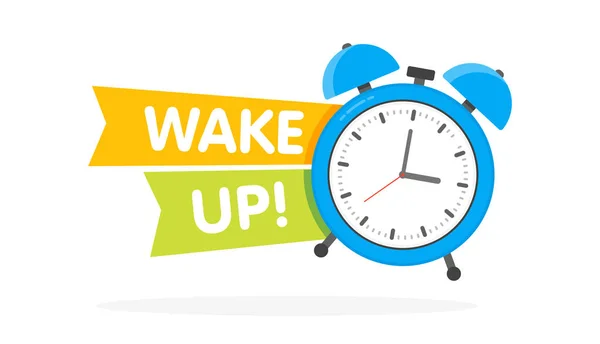 Reloj despertador azul con señal de tiempo de despertador aislado en el fondo en estilo plano. Ilustración vectorial — Archivo Imágenes Vectoriales