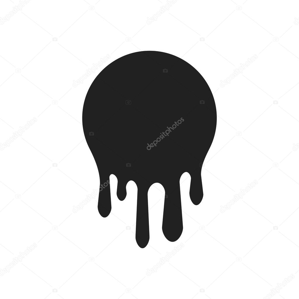 Dripping paint icon set. Current liquid. Paint flows. Melted circle logo. Current stains and inks. Vector illustration.