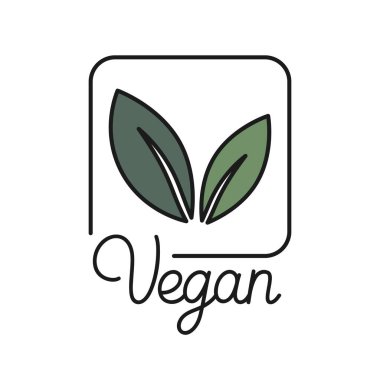 Yeşil yapraklı modaya uygun doğrusal modelli vektör logosu şablonu ve rozeti - organik, sağlıklı, doğal, vegan