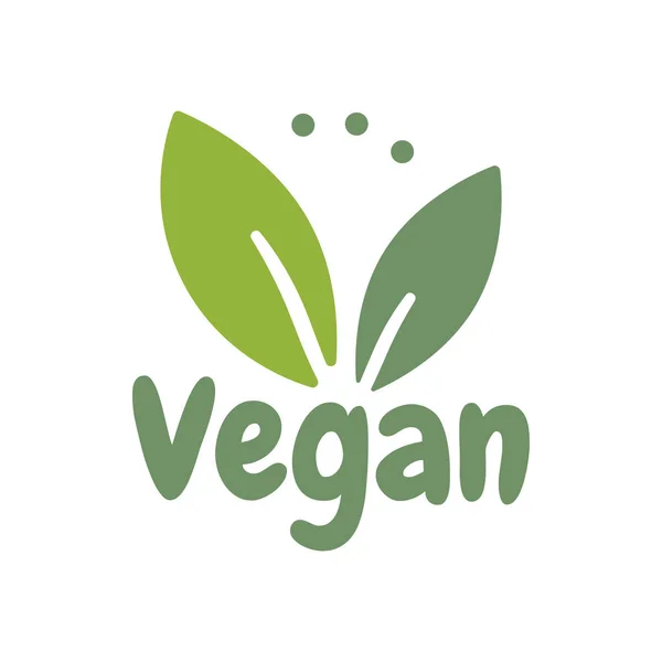 Vegane Bio, Ökologie, Bio-Logo und -Symbol, Etikett, Etikett. Grünes Blatt-Symbol auf weißem Hintergrund — Stockvektor