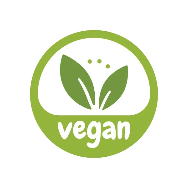 Vegansk Bio, Ekologi, Ekologisk logotyp och ikon, etikett, etikett. Gröna blad ikon på vit bakgrund — Stock vektor