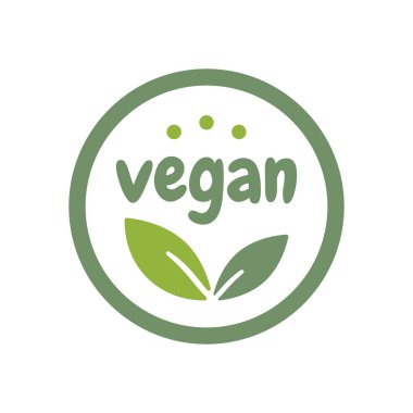Vegan Biyoloji, Ekoloji, Organik logo ve ikon, etiket, etiket. Beyaz arkaplanda yeşil yaprak simgesi