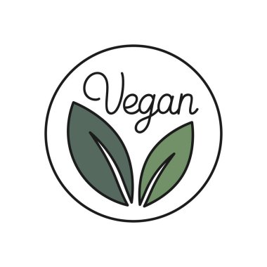 Yeşil yapraklı modaya uygun doğrusal modelli vektör logosu şablonu ve rozeti - organik, sağlıklı, doğal, vegan