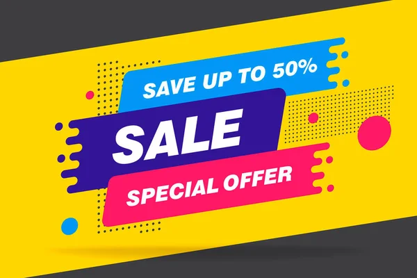 Super Sale, this weekend special offer banner, up to 50 percent off. Vector illustration — Stock Vector