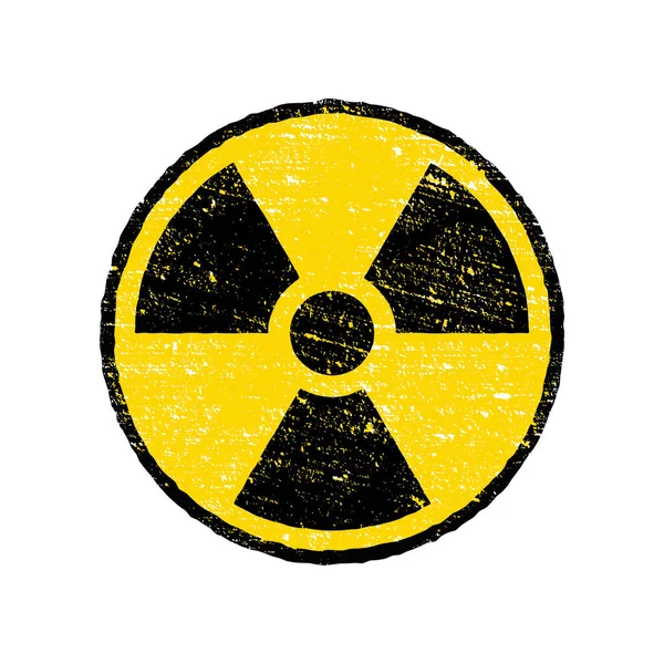 Radioaktivní výstražná značka žlutého kruhu. Varovný vektorový symbol radioaktivity Stock Ilustrace