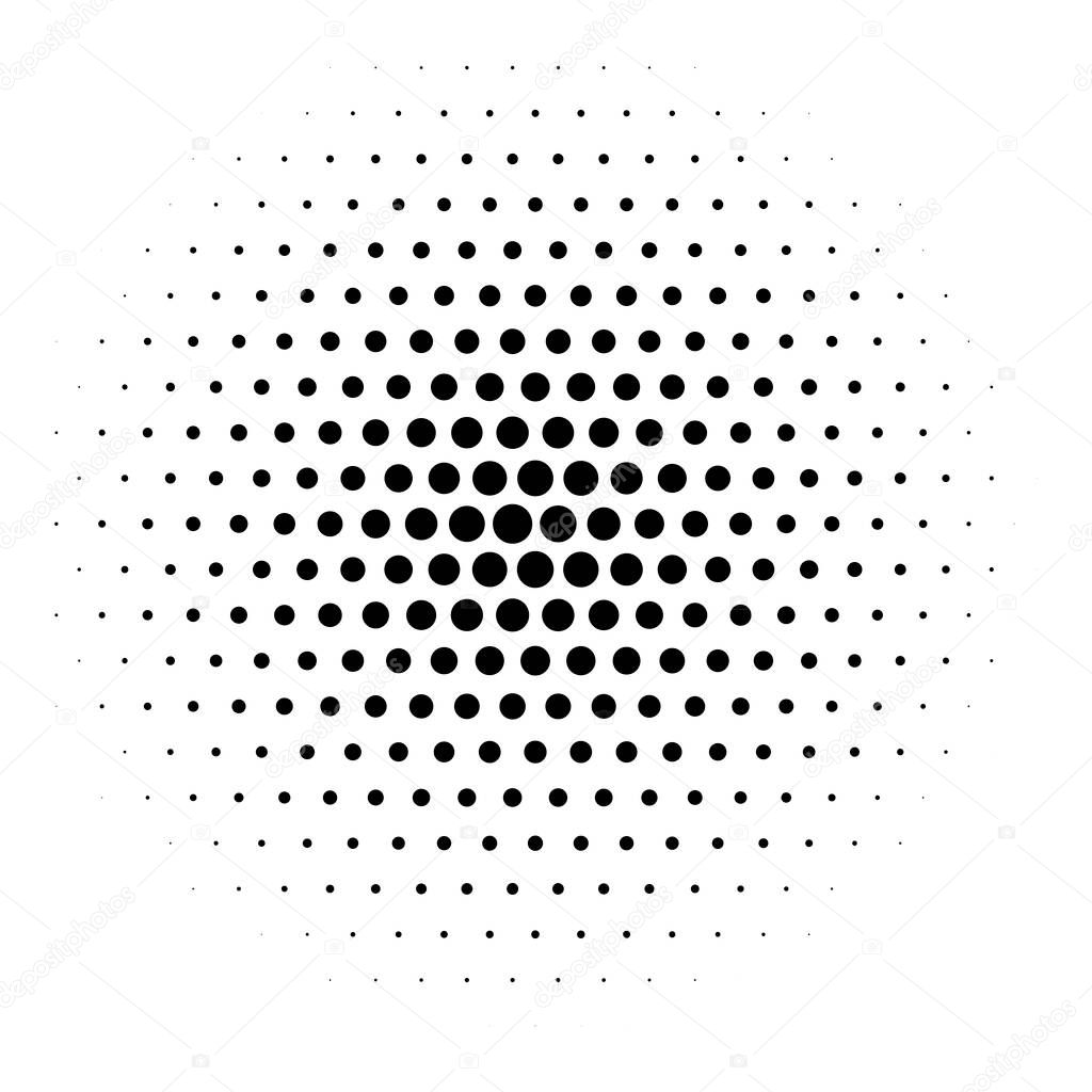 Halftone circle vector logo symbol, icon, design. abstract dotted globe illustration isolated on white background.