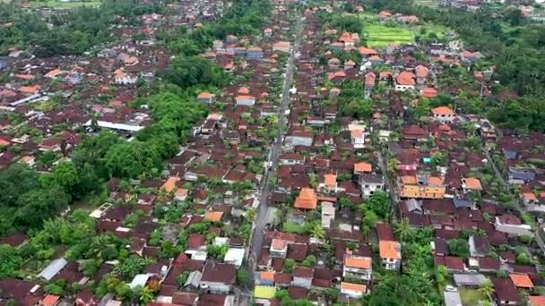 Ubud Bali Indonesia 2019 Panorama Ciudad Ubud Con Dron Altura — Vídeo de stock