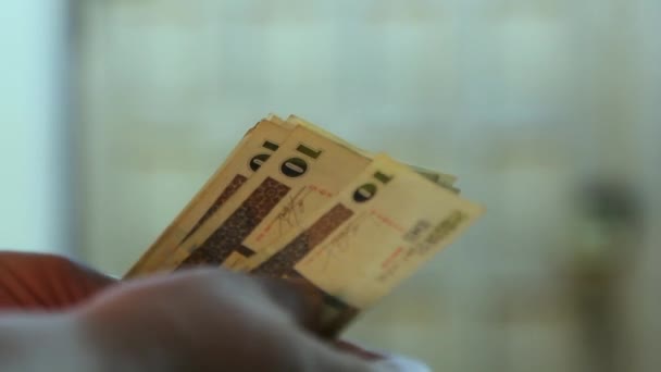 Hawana Kuba 2019 Zbliżenie Przeliczania Banknotów Kubańskich Nominałów Cuc — Wideo stockowe