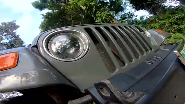 Samui Tailândia 2019 Câmera Está Montada Pára Choques Dianteiro Jeep — Vídeo de Stock