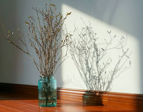 Vase Flowers Wooden Table — Stock Photo, Image