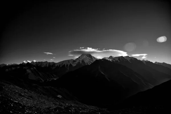 mountain and moon in the mountains