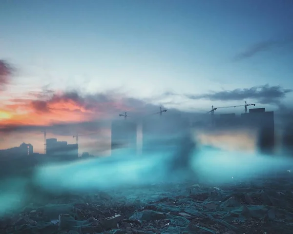 Зимовий Пейзаж Хмарами Небом — стокове фото