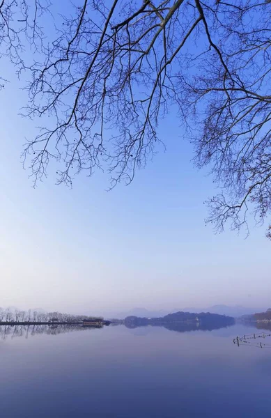 Belo Pôr Sol Lago — Fotografia de Stock