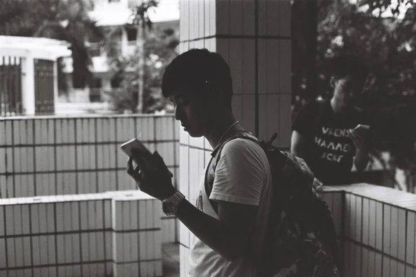 Black and white portrait of asian man