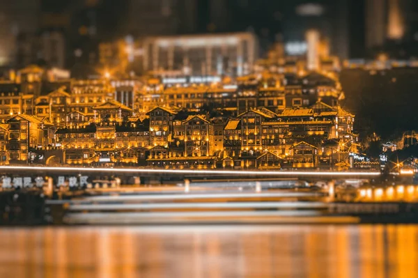 Vista Nocturna Ciudad Puerto Barcelona — Foto de Stock