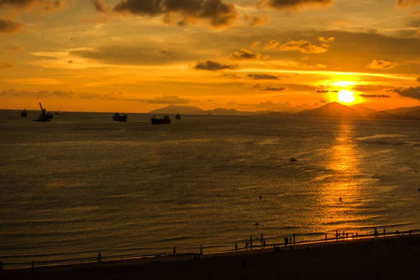 Puesta Sol Sobre Mar — Foto de Stock