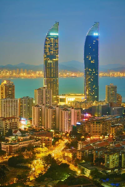 Hong Kong Ciudad Skyline Por Noche — Foto de Stock