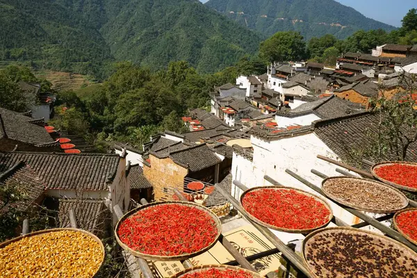 Dağlardaki Geleneksel Çin Köyü — Stok fotoğraf