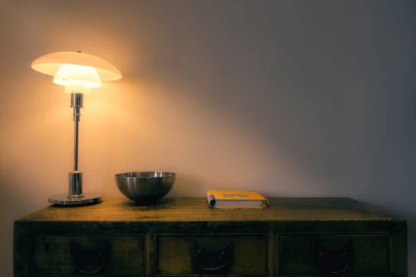 vintage lamp on the table in room