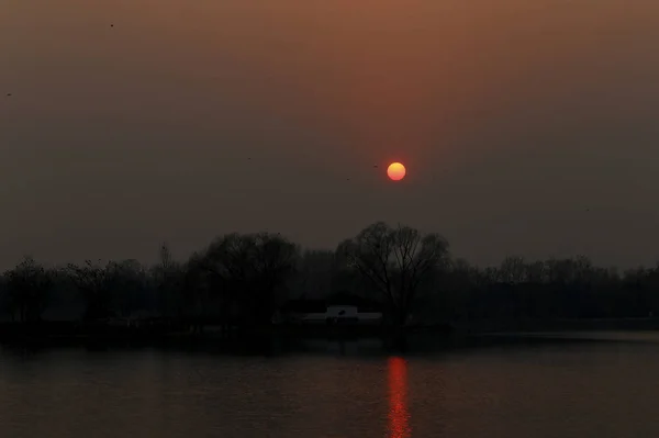 Puesta Sol Río Por Mañana — Foto de Stock