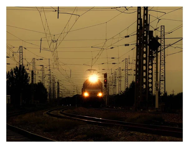 Silhouette Einer Stadtstraße Abend — Stockfoto