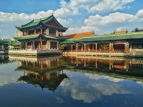 beautiful chinese temple in the park