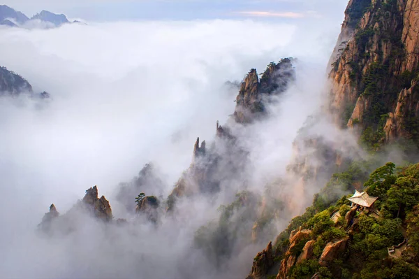 foggy mountain landscape in the mountains