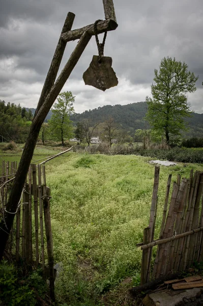 old wooden fence in the forest