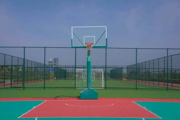 basketball court with ball on the stadium