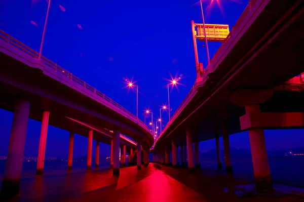 Vista Nocturna Ciudad Atardecer — Foto de Stock